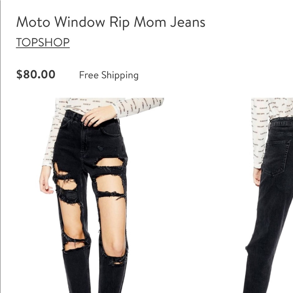 Moto Window Rip Mom Jeans